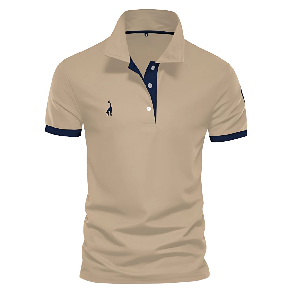 Short Sleeve Contrast Trim Polo Shirt for Men - Khaki