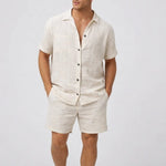 Short Sleeve Linen Button-Down Set for Men