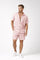 Short Sleeve Linen Button-Down Set for Men - Light Pink