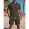 Short Sleeve Polo Drawstring Shorts Set for Men - Army Green