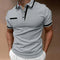 Short-Sleeve Polo Shirt with Contrast Collar for Men - Gray