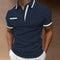 Short-Sleeve Polo Shirt with Contrast Collar for Men - Dark Blue