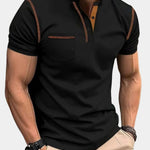 Short Sleeve Polo Shirt with Contrast Stitching for Men