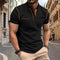 Short Sleeve Polo Shirt with Contrast Stitching for Men - Black
