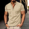Short Sleeve Polo Shirt with Contrast Stitching for Men - Beige