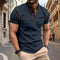 Short Sleeve Polo Shirt with Contrast Stitching for Men - Navy Blue
