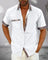 Short Sleeve Stand Collar Button-Down Shirt for Men - White