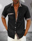 Short Sleeve Stand Collar Button-Down Shirt for Men - Black