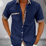 Short Sleeve Stand Collar Button-Down Shirt for Men - View 12