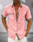 Short Sleeve Stand Collar Button-Down Shirt for Men - Dark Pink
