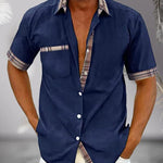 Short Sleeve Stand Collar Button-Down Shirt for Men - View 3