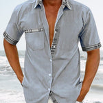 Short Sleeve Stand Collar Button-Down Shirt for Men - View 4