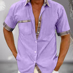 Short Sleeve Stand Collar Button-Down Shirt for Men - View 6
