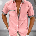 Short Sleeve Stand Collar Button-Down Shirt for Men - View 8