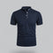 Short Sleeve Stand Collar Polo Shirt for Men - Navy Blue