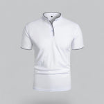 Short Sleeve Stand Collar Polo Shirt for Men - White