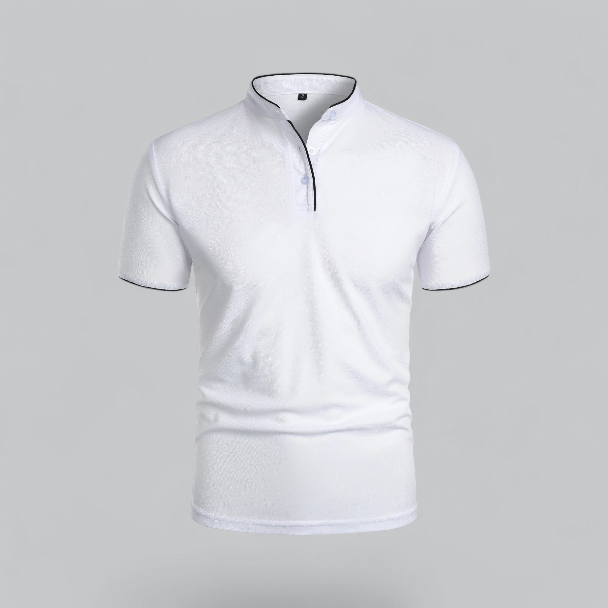 Short Sleeve Stand Collar Polo Shirt for Men - White