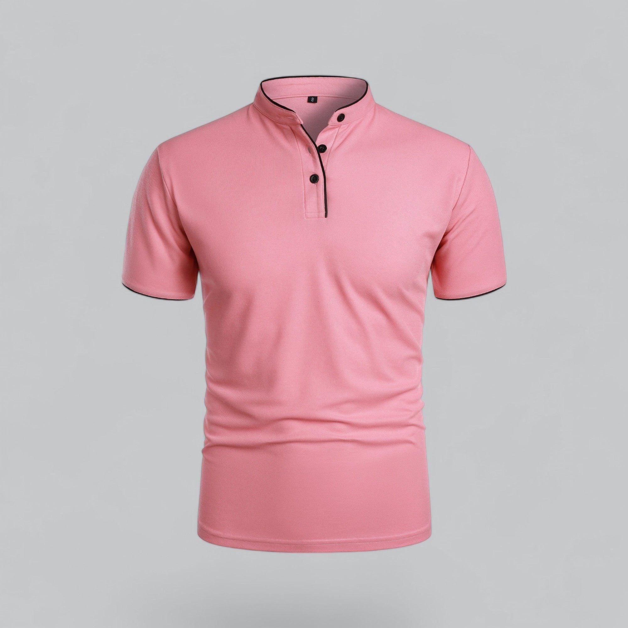 Short Sleeve Stand Collar Polo Shirt for Men - Pink