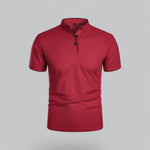 Short Sleeve Stand Collar Polo Shirt for Men - Dark Red
