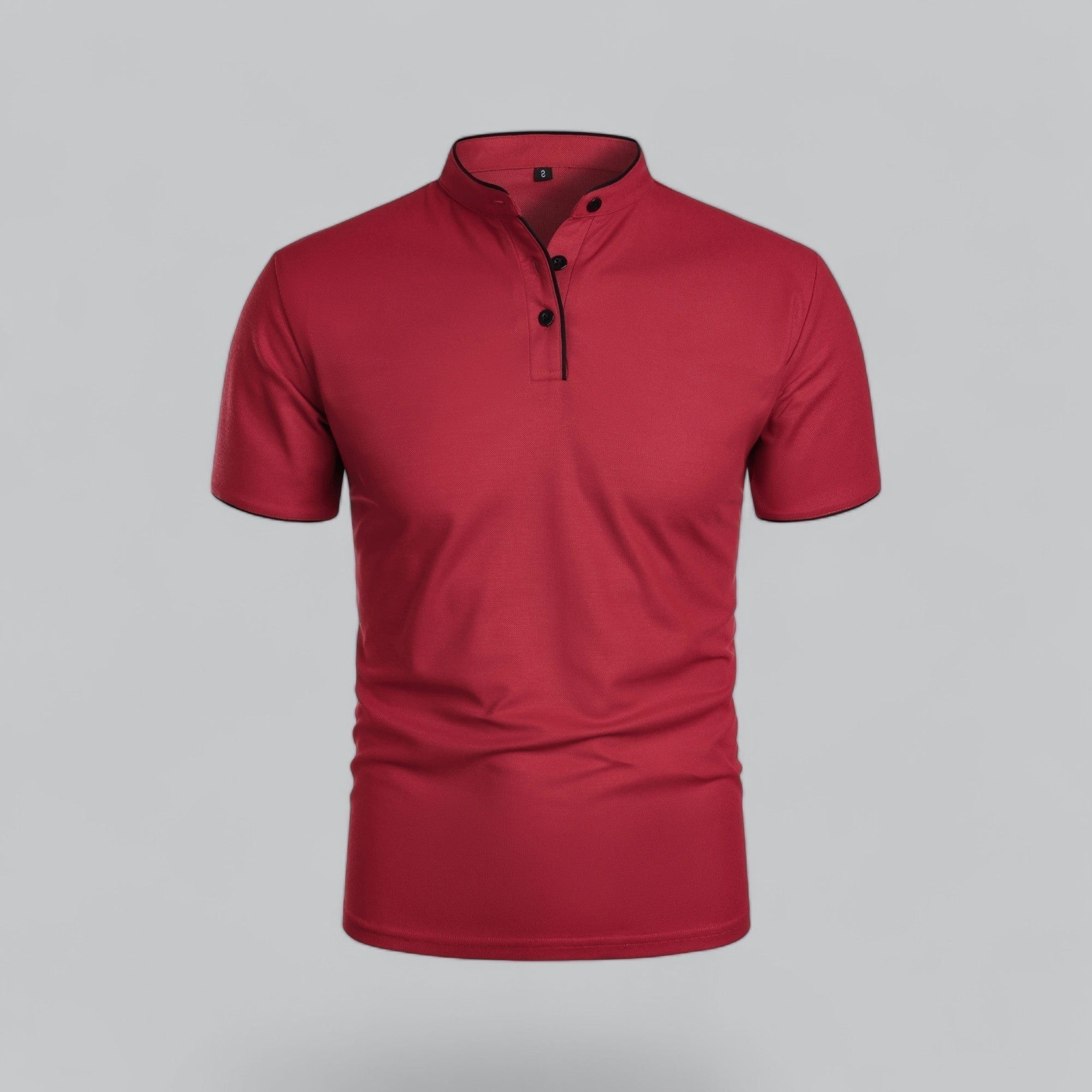 Short Sleeve Stand Collar Polo Shirt for Men - Dark Red