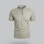 Short Sleeve Stand Collar Polo Shirt for Men - Light Grey