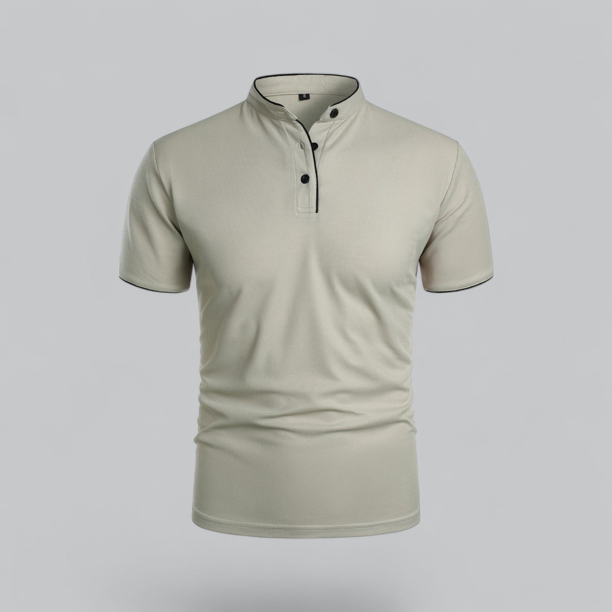 Short Sleeve Stand Collar Polo Shirt for Men - Light Grey