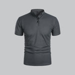 Short Sleeve Stand Collar Polo Shirt for Men - Dark Grey