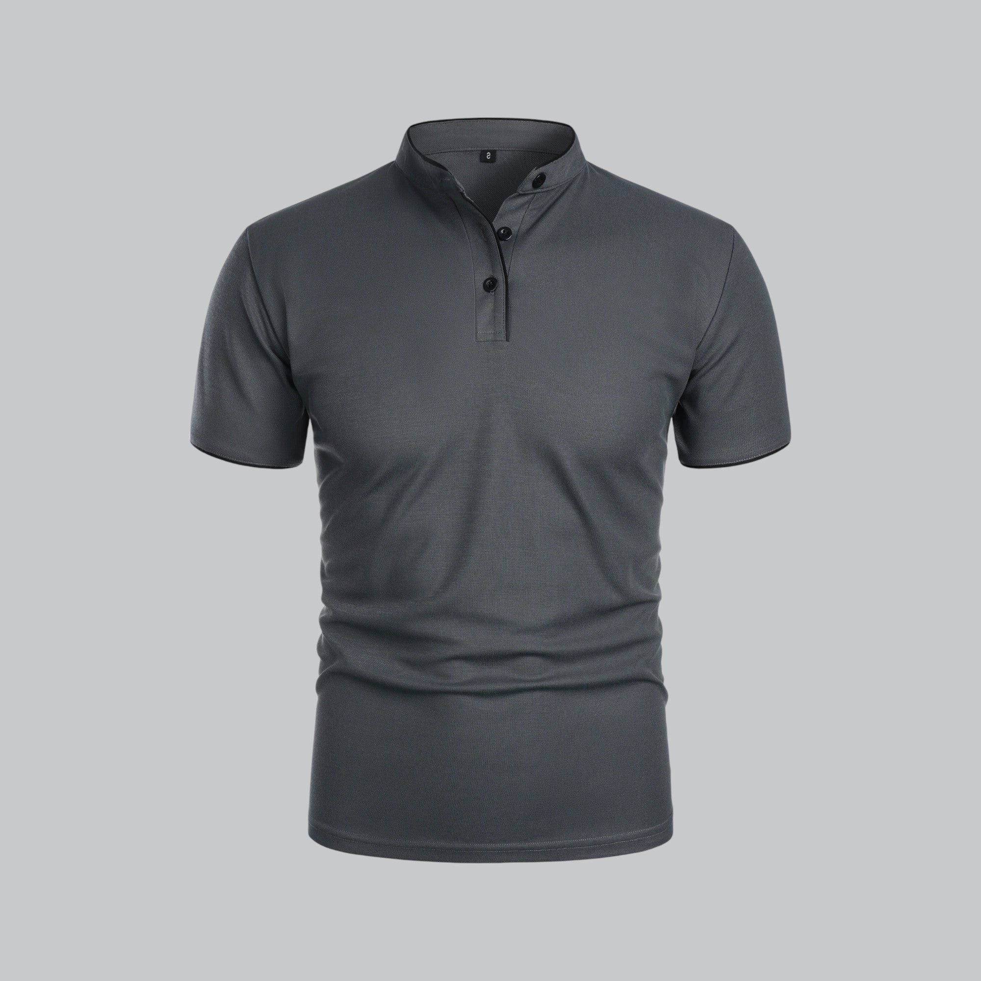 Short Sleeve Stand Collar Polo Shirt for Men - Dark Grey