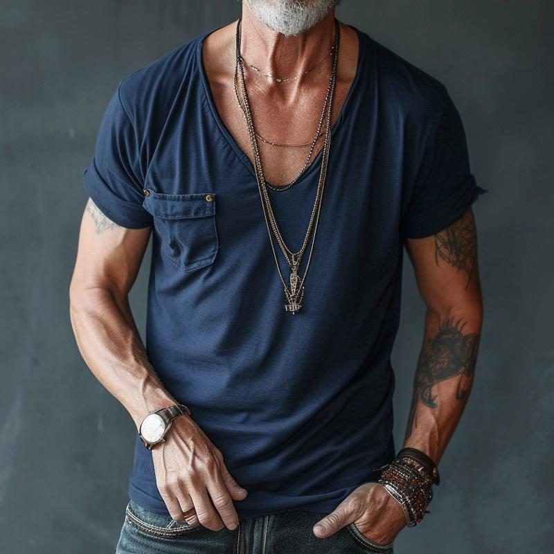 V-Neck Short Sleeve T-Shirt for Men