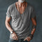 V-Neck Short Sleeve T-Shirt for Men - Gray