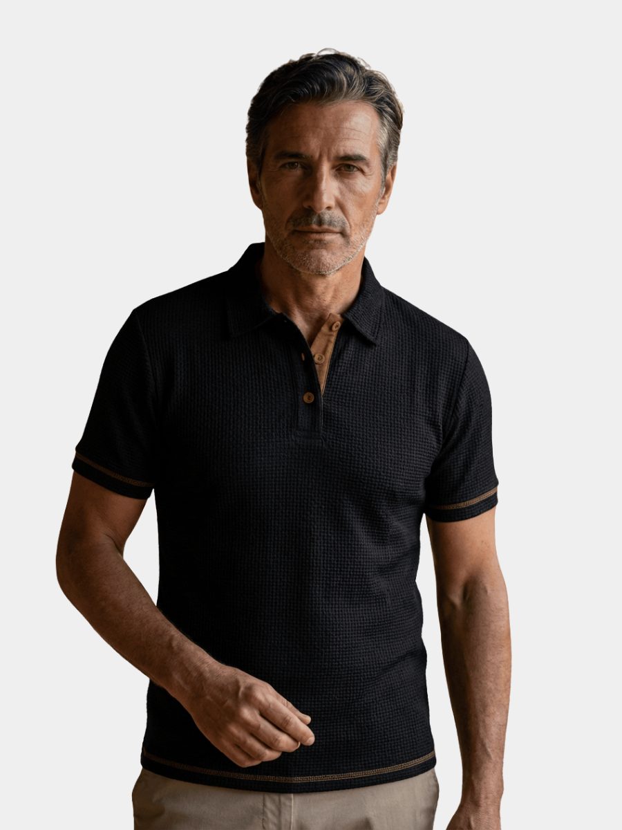 Short Sleeve Textured Polo Shirt for Men