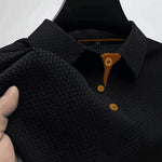 Short Sleeve Textured Polo Shirt for Men - Black