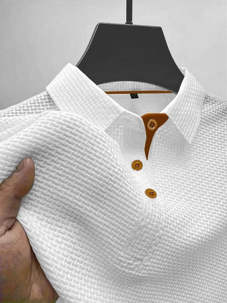 Short Sleeve Textured Polo Shirt for Men - White