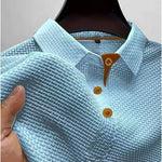 Short Sleeve Textured Polo Shirt for Men - Light Blue