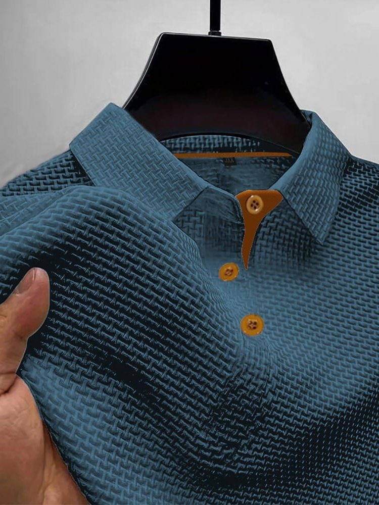 Short Sleeve Textured Polo Shirt for Men - Blue