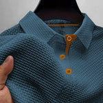 Short Sleeve Textured Polo Shirt for Men - Blue