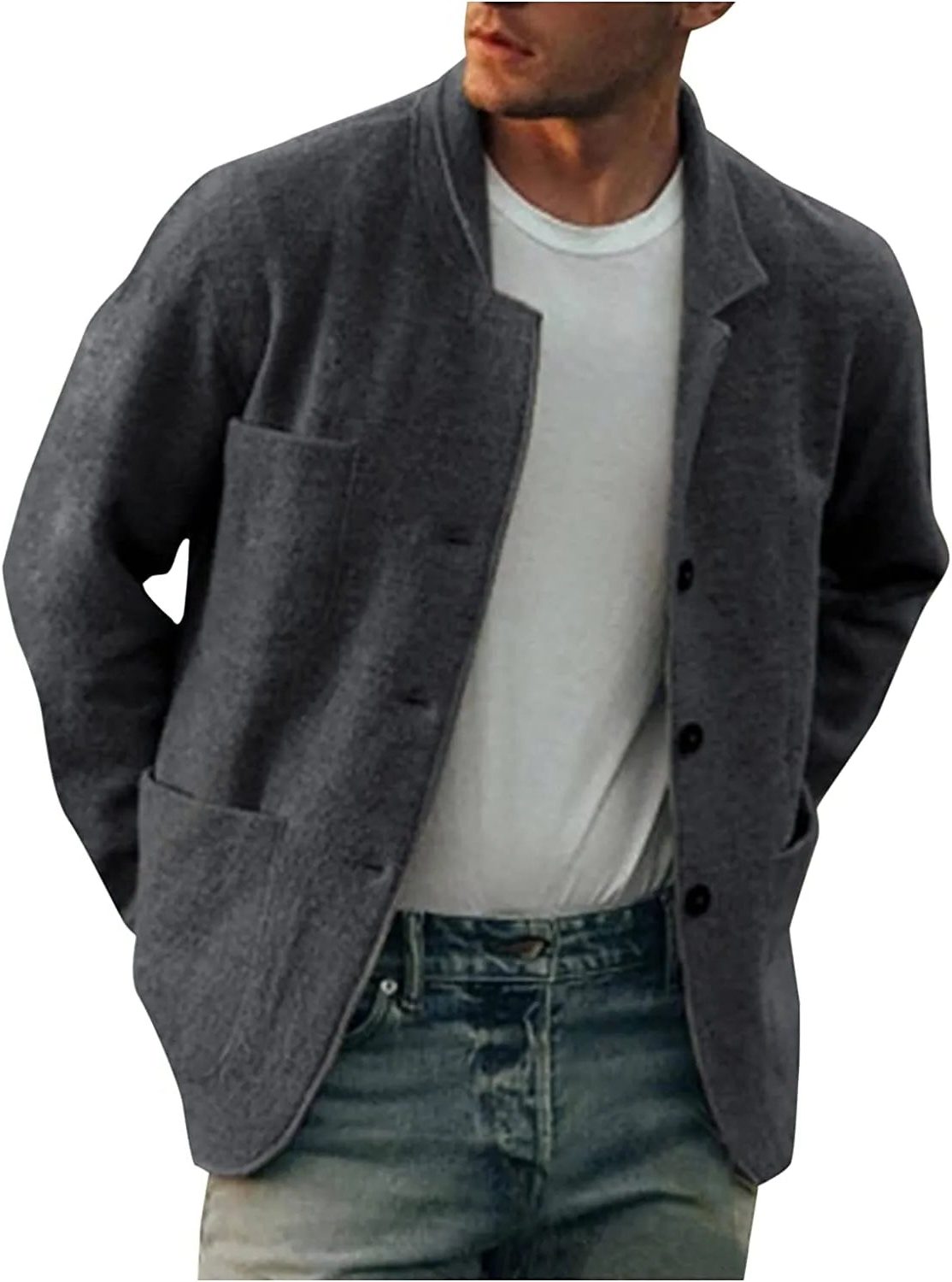 Single Button Notch Lapel Blazer for Men - View 15