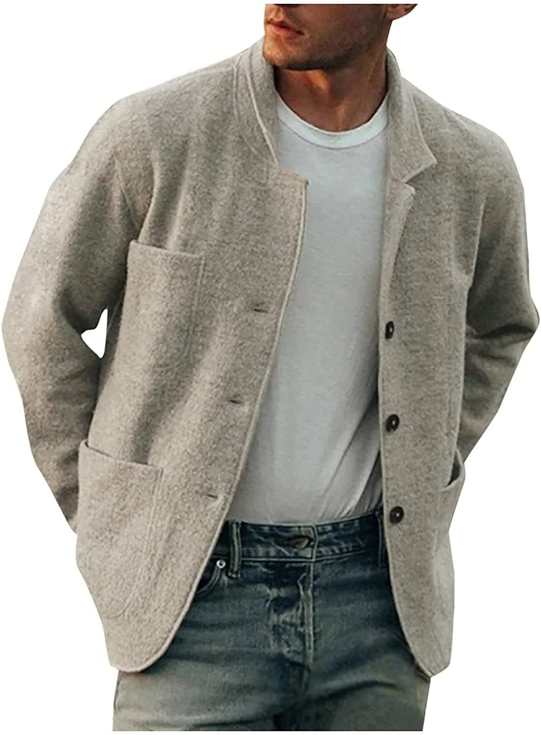 Single Button Notch Lapel Blazer for Men - View 8