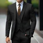 Slim Fit Blazer and Trousers Set for Men - Black