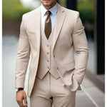 Slim Fit Blazer and Trousers Set for Men - Beige