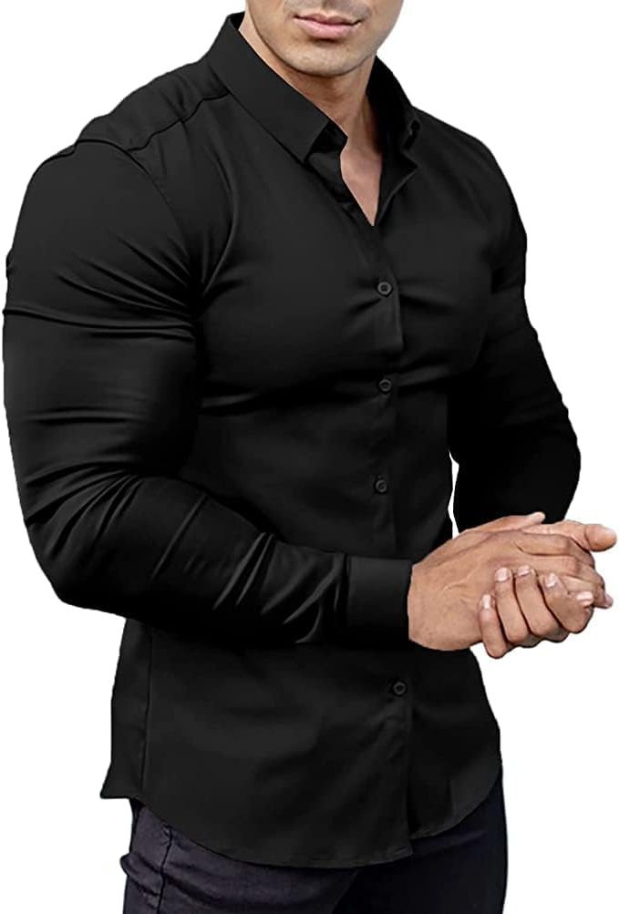 Slim Fit Button-Down Shirt for Men - Black