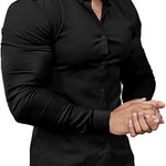 Slim Fit Button-Down Shirt for Men - Black