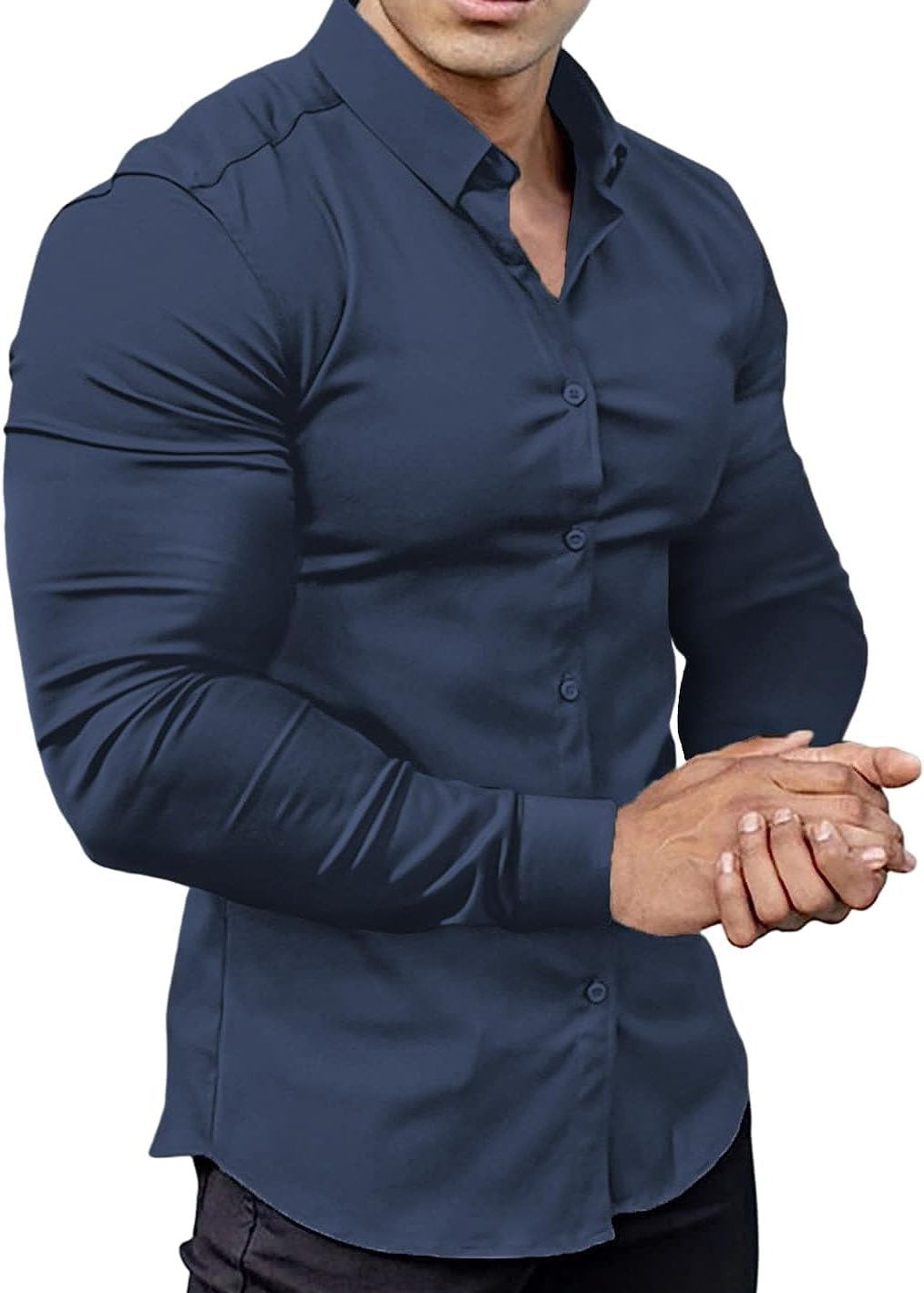 Slim Fit Button-Down Shirt for Men - Dark Blue
