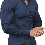 Slim Fit Button-Down Shirt for Men - Dark Blue