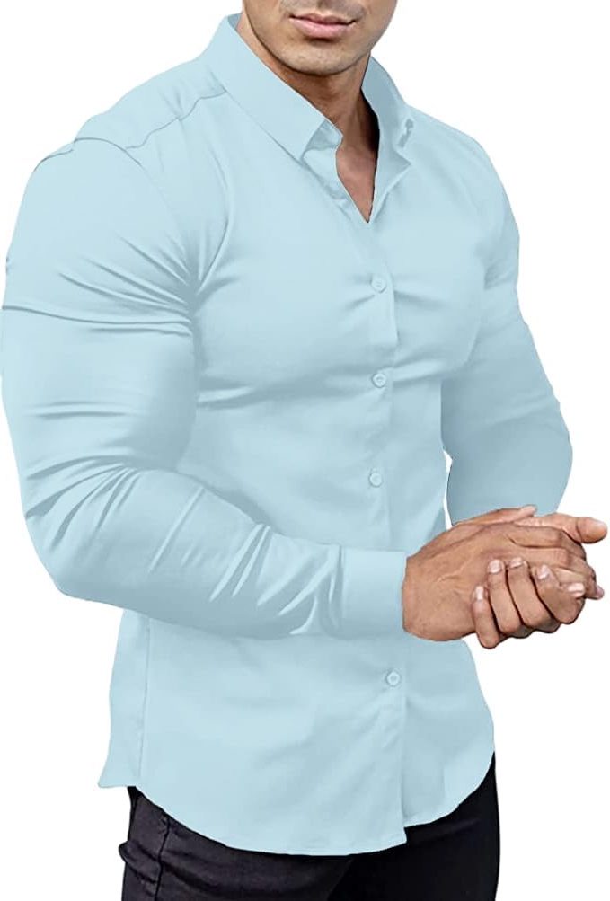 Slim Fit Button-Down Shirt for Men - Light Blue