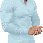Slim Fit Button-Down Shirt for Men - Light Blue