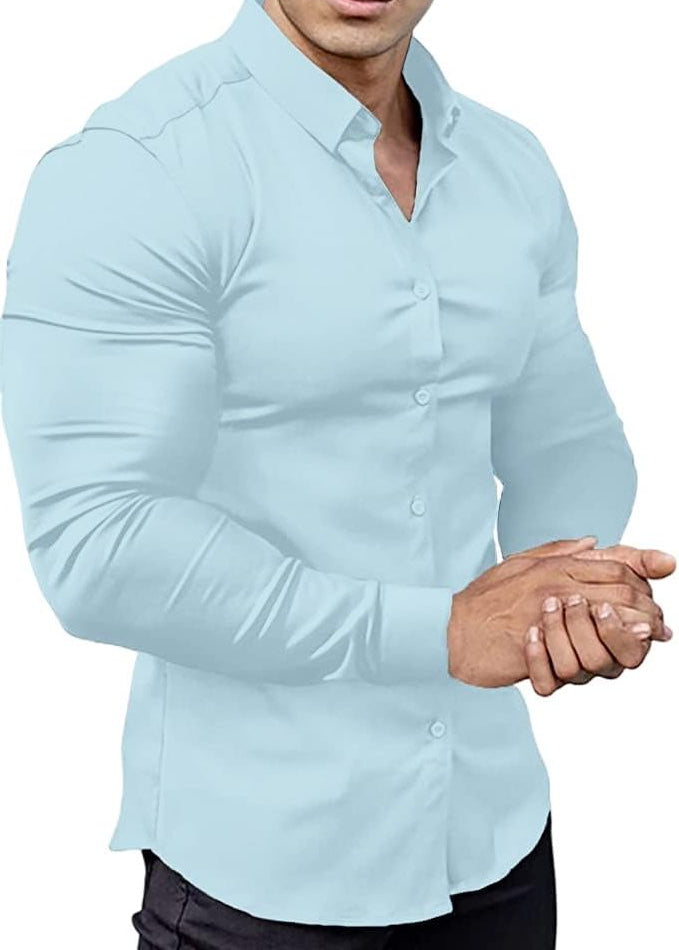 Slim Fit Button-Down Shirt for Men - Light Blue