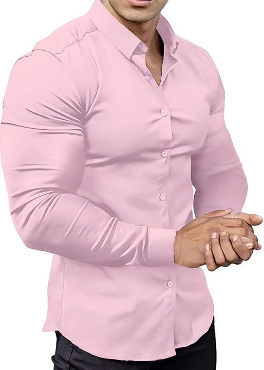 Slim Fit Button-Down Shirt for Men - Pink