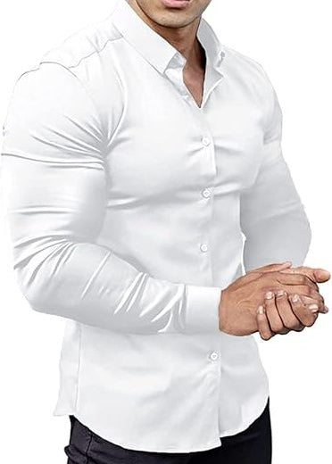 Slim Fit Button-Down Shirt for Men - White