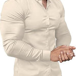 Slim Fit Button-Down Shirt for Men - Beige